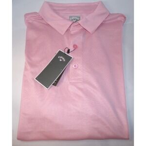 CALLAWAY MENS S/S PERFORMANCE POLO‎ SHIRT~LRG~PINK STRIPED~NWT